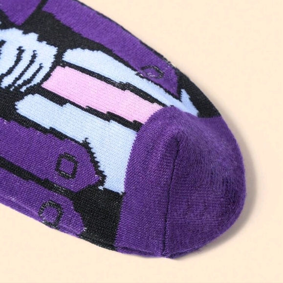 Purple skeleton skeletor he-man funny mens goth socks TV show cartoon punk crew - Picture 7 of 11
